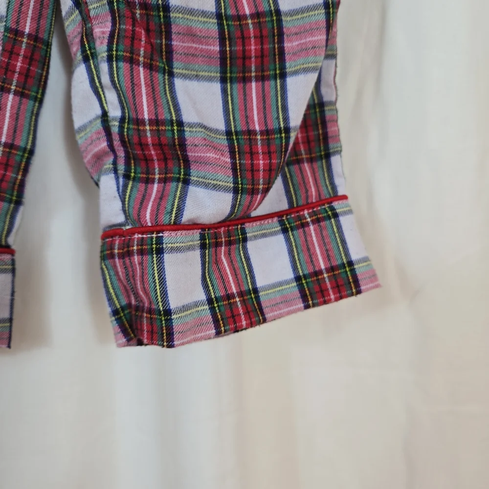 Disney Store Boys Red White Mickey‎ Mouse Holiday Plaid Flannel Pajama Set Sz 3